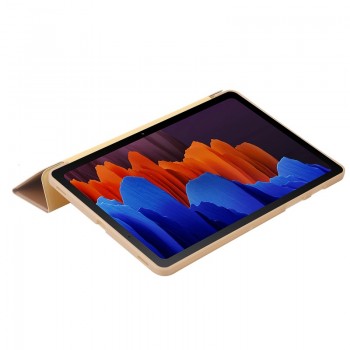 Smart soft dirbtinės odos dėklas - auksinės spalvos (Samsung Tab S7 (T870/T875)/Tab S8 (SM-X706) Smart soft dirbtinės odos dėklas - auksinės spalvos (Samsung Tab S7 (T870/T875)/Tab S8 (SM-X706)